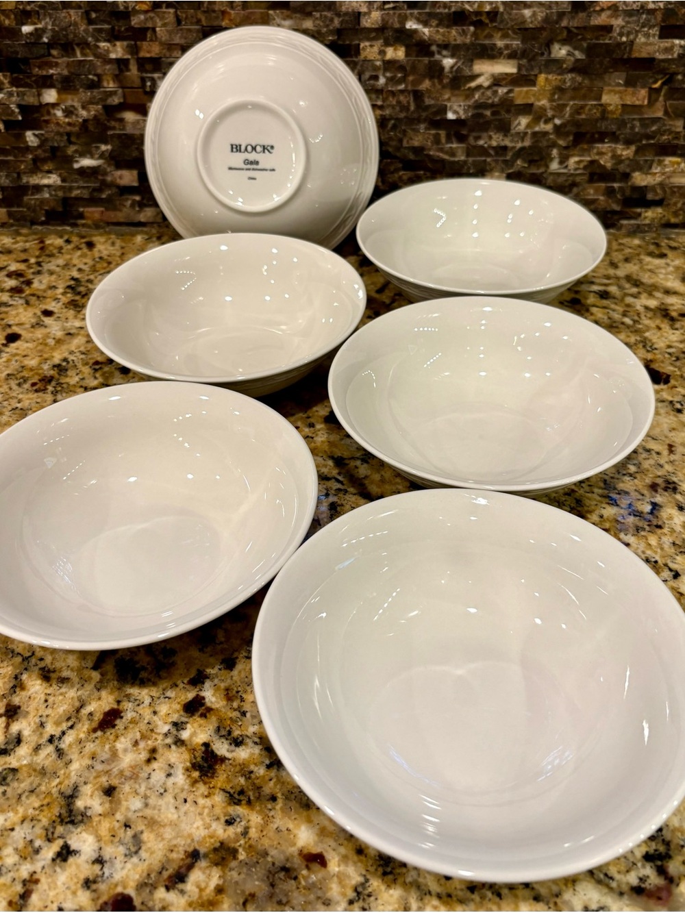 Gala by Block White Ceramic Serving Bowls Braided Scroll border- Set of 6